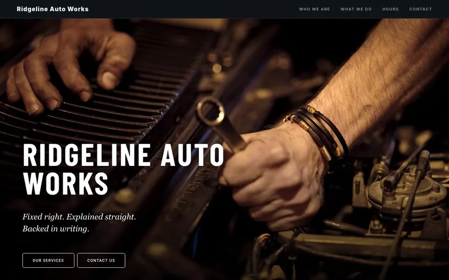 Ridgeline Auto Works — Midnight look sample preview